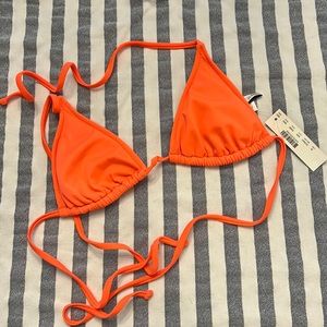 NWT J Crew triangle bikini top in neon orange size M